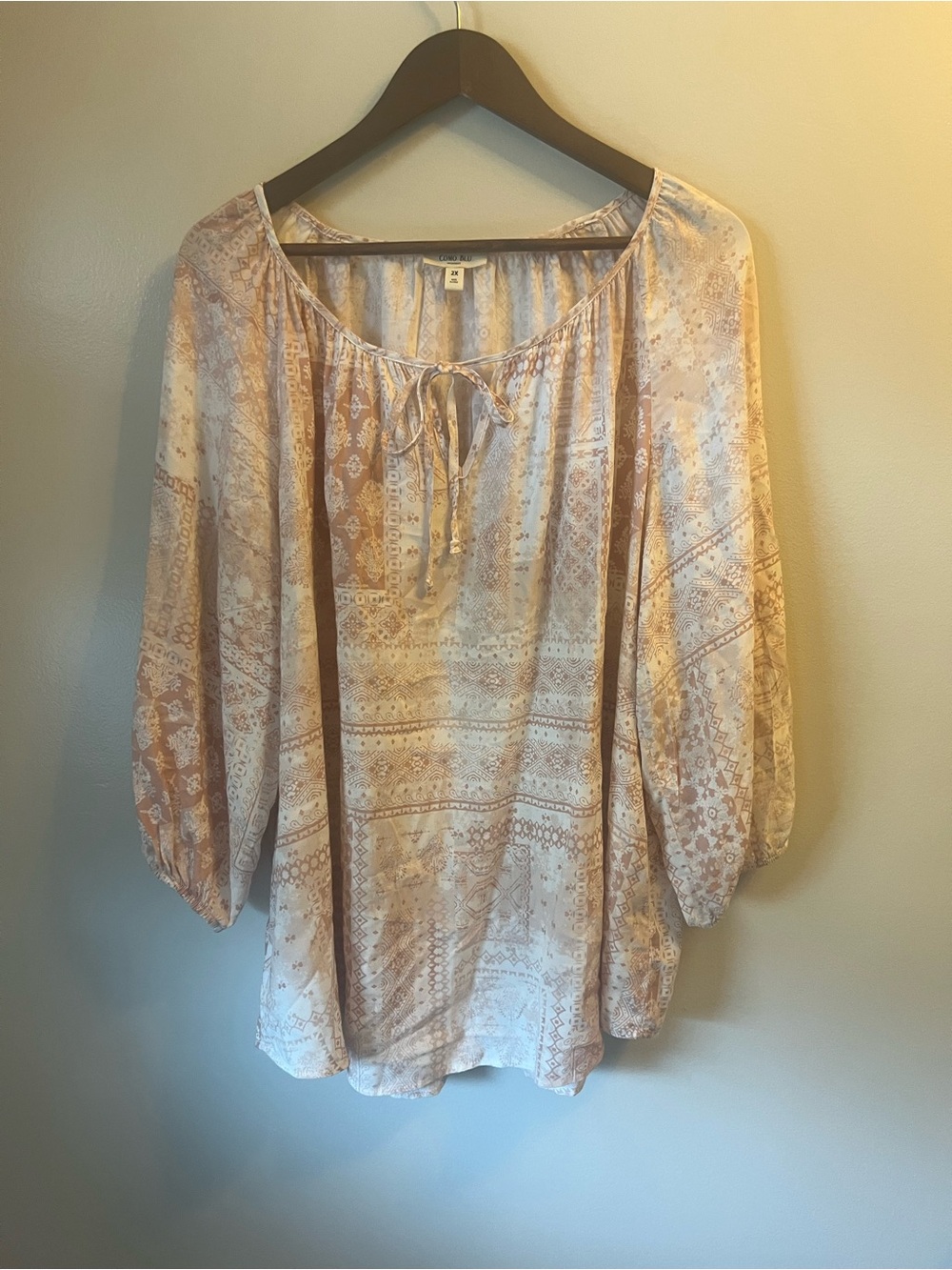 Boho Tie-Front Tunic in Light Taupe